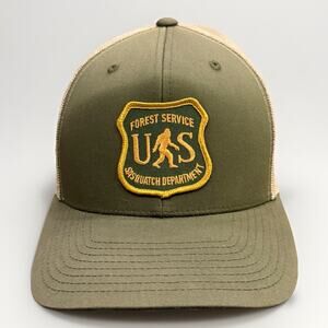 Forest Service US Sasquatch Department Bigfoot Mens Green SnapBack Trucker Hat